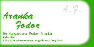 aranka fodor business card